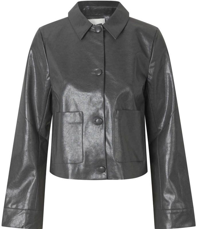 Modström imitatieleren jasje grijs