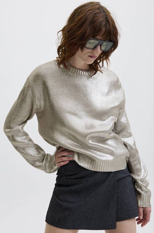 JACK & JONES Jxsilvia Crew Neck Knit, zilver, XS