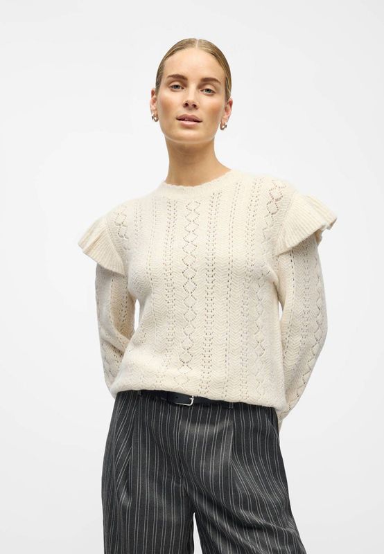 Object - Objpaola Lo Knit Pullover - Crème - Trui