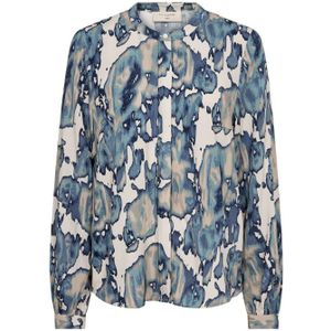 FREEQUENT blouse FQADNEY met grafische print blauw/beige/wit