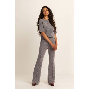Expresso flared high waist flared broek taupe gebreid