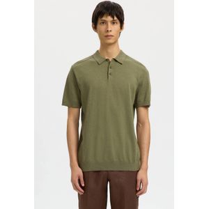SELECTED HOMME regular polo fijn gebreid olijfgroen