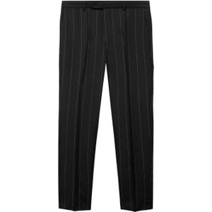 Mango Man regular fit pantalon met krijtstreep donkerblauw