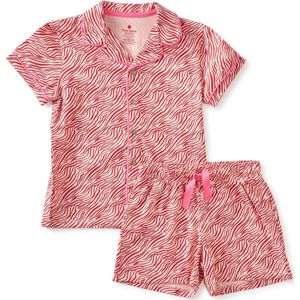 Little Label shortama met all over print van biologisch katoen roze/rood