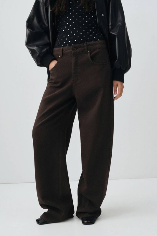 Mango baggy jeans donkerbruin