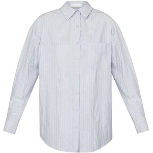 SisterS Point gestreepte blouse lichtblauw/wit met strass steentjes