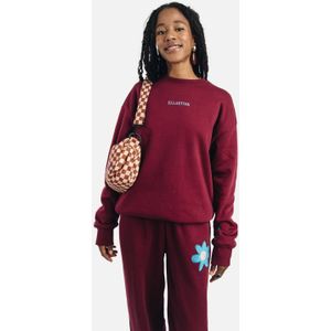 Ellastiek sweater met backprint donkerrood