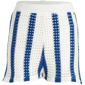 Colourful Rebel gestreepte regular fit crochet short Nolita blauw/ wit