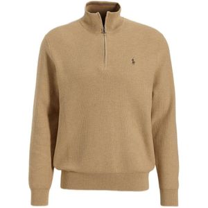 POLO Ralph Lauren trui met logo en borduursels camel melange