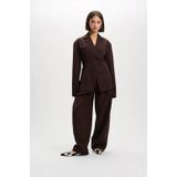 Refined Department - Kaly Woven - Broek - Donkerbruin - Barrel Fit