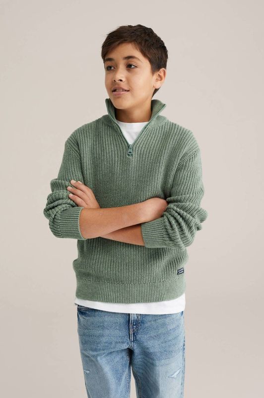 Blue Ridge - Gebreide Trui - Olijfgroen - Regular Fit