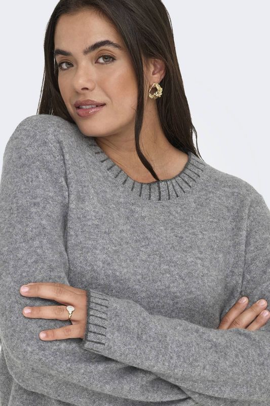 ONLY CARMAKOMA - CARFINA LS STITCH O-NECK KNT - Gebreide Pullover - Dames