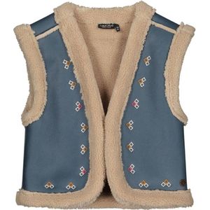 Like Flo gilet Dewi met borduursels blauw/ecru