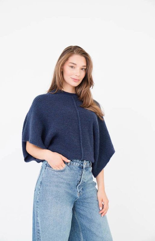 Est'seven gebreide trui met wol donkerblauw