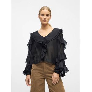 OBJECT - Blouseshirt - Zwart - Lange Mouw - Wijde Pasvorm