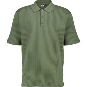 America Today gestreepte regular fit polo Kyle met ingebreid patroon olive