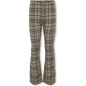 KIDS ONLY GIRL flared broek KOGALLEN met pied-de-poule beige/bruin