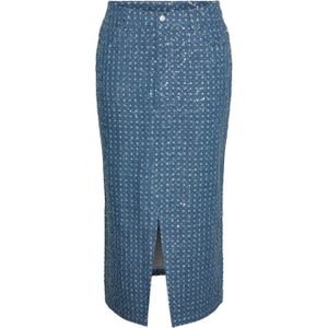 PIECES spijkerrok met pailletten medium blue