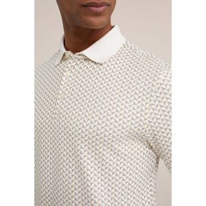 WE Fashion slim fit polo met all over print new ivory
