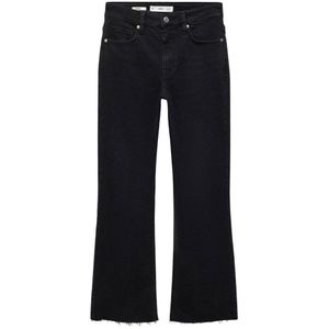 Mango cropped high waist flared jeans black denim