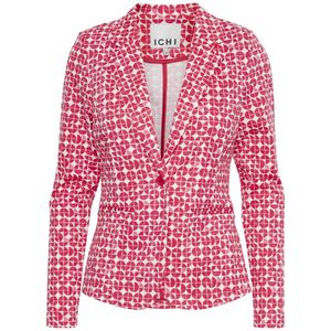 ICHI rechtvallende blazer met all over print roze/ecru