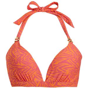 BEACHWAVE voorgevormde halter bikinitop oranje/roze