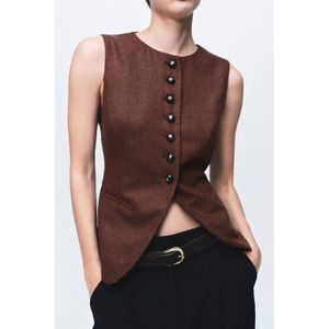 Mango gilet met wol roodbruin