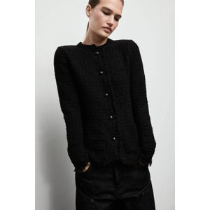 Mango tweed vest zwart met glitter