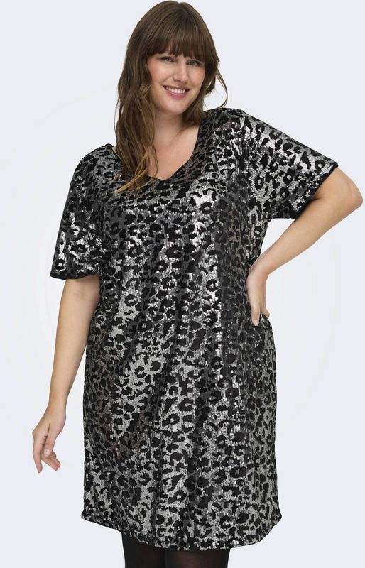 Carleonora - Korte Jurk - V-Hals - Lange Mouwen - Kort - Relaxed Fit