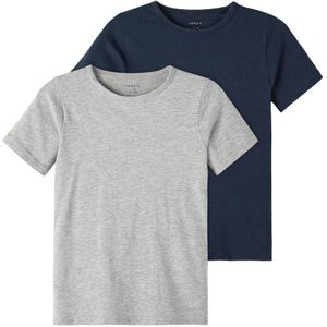 NAME IT KIDS T-shirt - set van 2 grijs melange/donkerblauw
