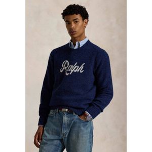 Polo Ralph Lauren - Typographic Logo Crewneck Sweater - Blauw - Wol - Heren