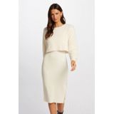 Morgan - Jurk - Ivoorkleur - Dames - Lange Mouwen - Ronde Hals