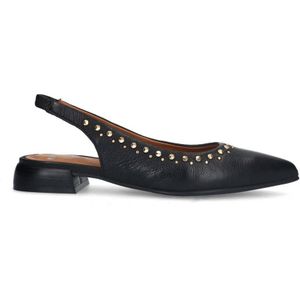 Manfield Leren Slingback Ballerina's Zwart