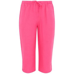 Yoek linnen regular fit broek roze