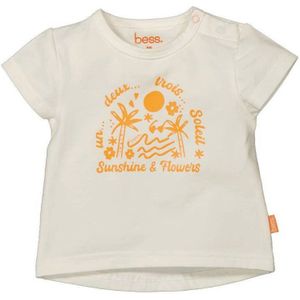 BESS baby T-shirt met tekst wit/oranje