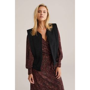 WE Fashion - Dames Regular Fit Teddy Gilet - Zwart