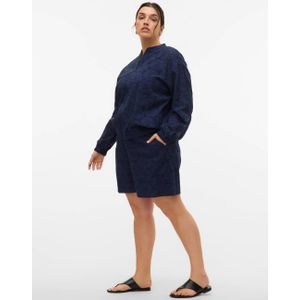 VERO MODA CURVE high¬†waist casual short donkerblauw broderie