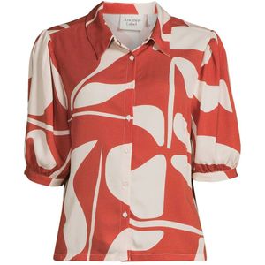 Another-Label blouse met grafische print oranje/ecru