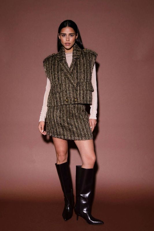 AMAYA Amsterdam bouclé korte rok bruin