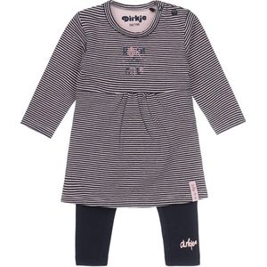 Dirkje gestreepte baby jurk + legging met katoen donkerblauw/roze