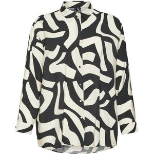 VERO MODA CURVE blouse VMCJOSIE met grafische print zwart/ecru