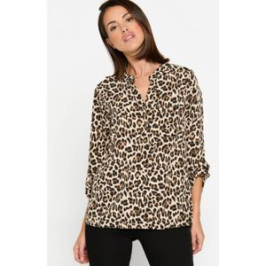 LOLALIZA blousetop met panterprint ecru/bruin/zwart