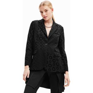 Desigual rechtvallende blazer met all over print zwart