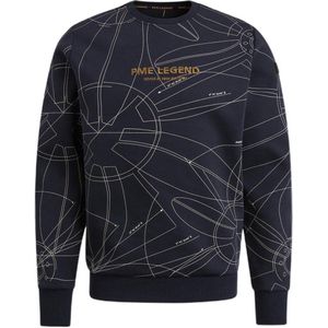 PME Legend sweater met all over print donkerblauw