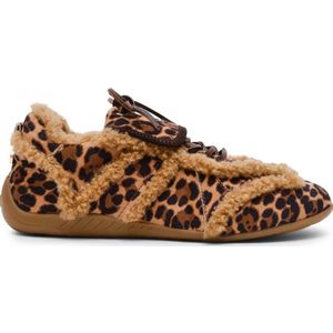 Steve Madden Freezone suède sneakers met panterprint cognac/zwart