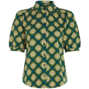 King Louie blouse Carina Blouse Kirby met all over print groen/wit