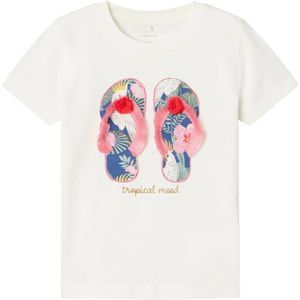 NAME IT MINI T-shirt NMFFRANSISCA met printopdruk en 3D applicatie wit