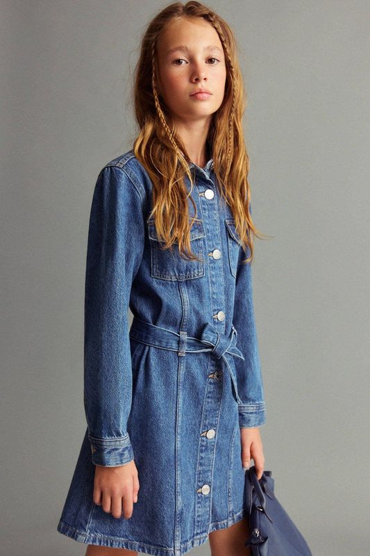 Mango Kids - Blousejurk - Medium Blue Denim