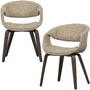 WOOOD - Yossi - Eetkamerstoel - Geweven Stof - Polyester - Houten Onderstel