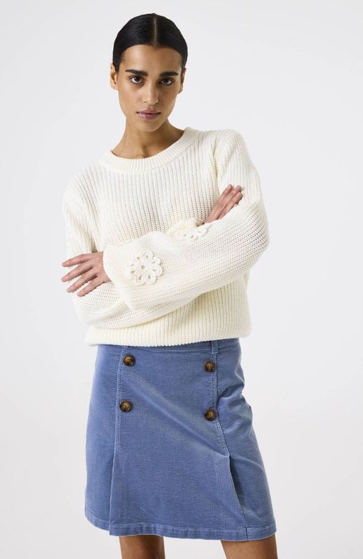 GARCIA - Sleeve Flowers - Trui - Gebroken Wit